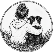 Persona sentada abrazando a su perro